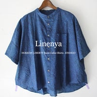 **再入荷** Linenya リネンヤ　HOKKOH LIBERTY バンドカラー半袖シャツ　#インディゴ　【送料無料】
