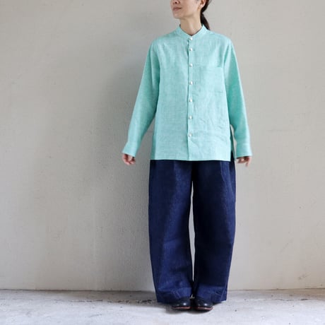 atelier naruse アトリエナルセ　リネンミニギンガムチェックブラウス　linen mini gingham check blouse
