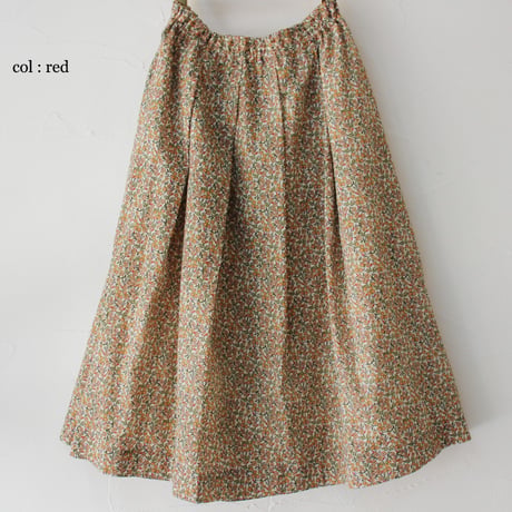 **再々入荷＆新色** LinenYa リネンヤ Liberty"EVIE ROSE"タックスカート　#ベージュ、レッド