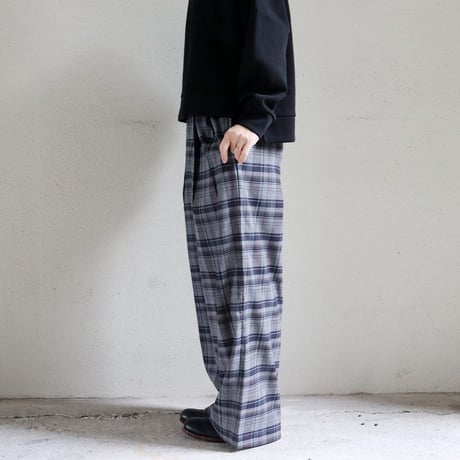 TRAVAIL MANUEL トラバイユマニュアル　トロチェック2タックワイドパンツ　#グレー、ネイビー
