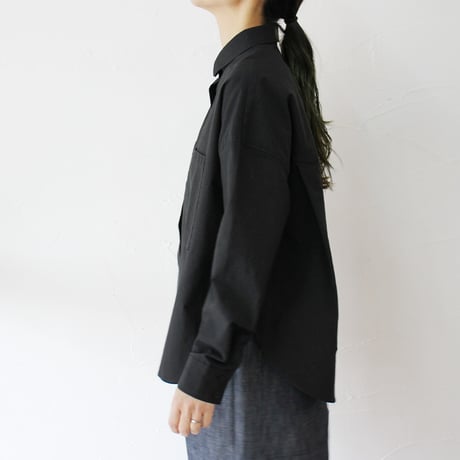 **再入荷** LinenYa リネンヤ　コットンブロードスモールカラーブラウス(ショート）　#ホワイト、ブラック