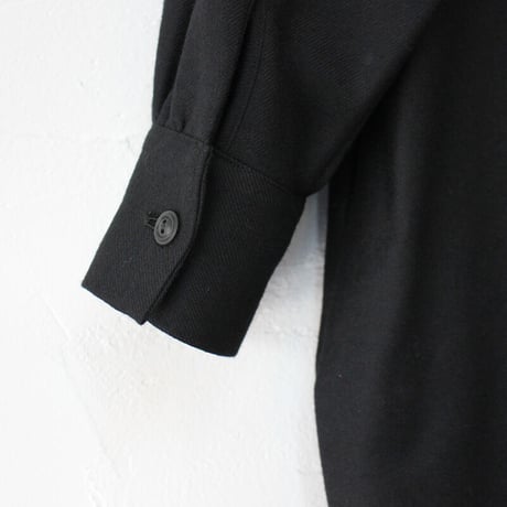 atelier naruse アトリエナルセ　wool saxony long shirt　ウールサキソニーロングシャツ　#グレイ、ブラック　【送料無料】