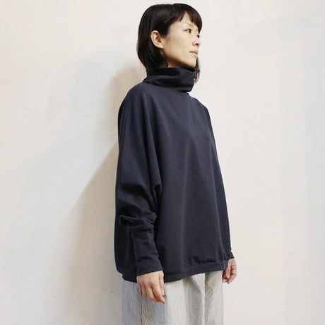 **ネイビーのみ再入荷** LinenYa 天竺ハイネックプルオーバー　#ネイビー、グレー　【送料無料】