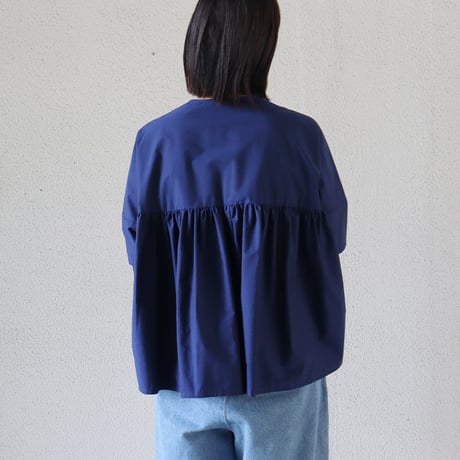 **再入荷** LinenYa リネンヤ　コットンバックギャザーブラウス　#ネイビー、シャンブレー、ホワイト