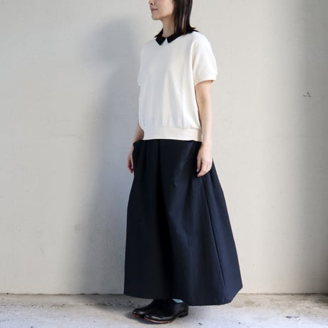 MAGALI マガリ　ループバックコットンオーガンジー襟カットソー　#アイボリー、ブラック