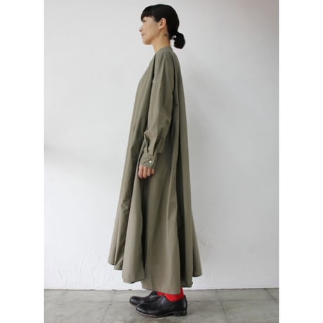 **再入荷** sasanqua by trees サザンカバイツリーズ　プルオーバーライクシャツワンピース　#ブラック、カーキ　【送料無料】