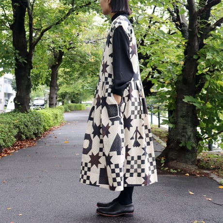 ASEEDONCLOUD アシードンクラウド　Map quilt print Study uniform dress #off white 【送料無料】