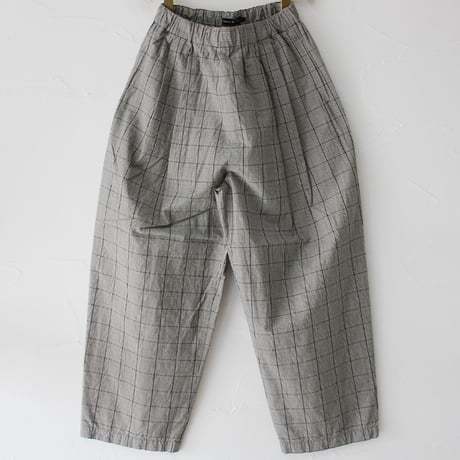 **またまたまた再入荷** TRAVAIL MANUEL トラバイユマニュアル　綿麻チェックバームパンツ #グレー　【送料無料】