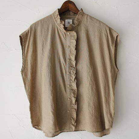 maison de soil メゾンドソイル ノースリーブフリルカラーブラウス　#ホワイト、ベージュ
