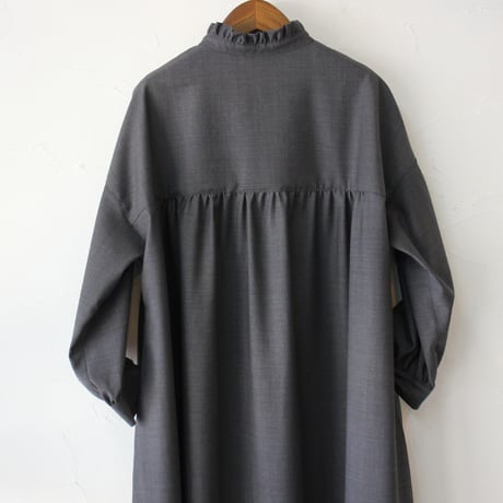 **再入荷** Linenya リネンヤ　ウールフリルワンピース　#ブラック、グレー　【送料無料】