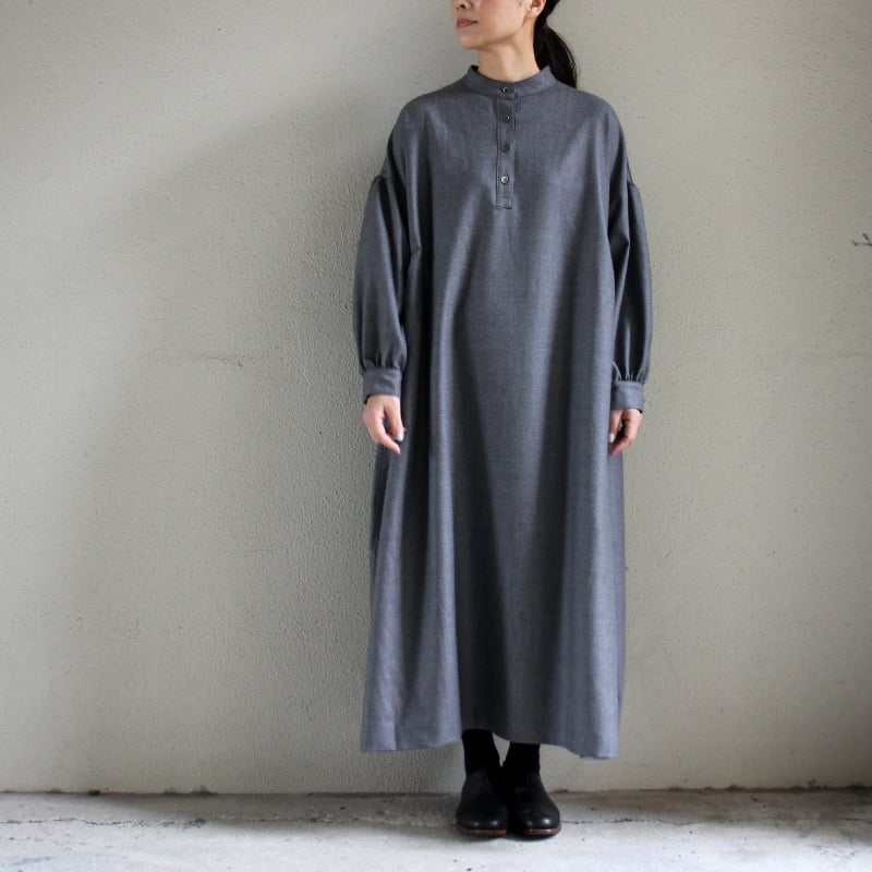 再入荷** LinenYa リネンヤ ウールサキソニー長袖スタンドカラー