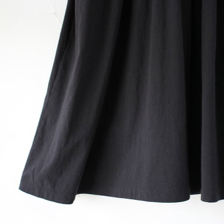 **再入荷** homspun ホームスパン　30/1天竺ハイネック半袖ワンピース　#ブラック　【送料無料】