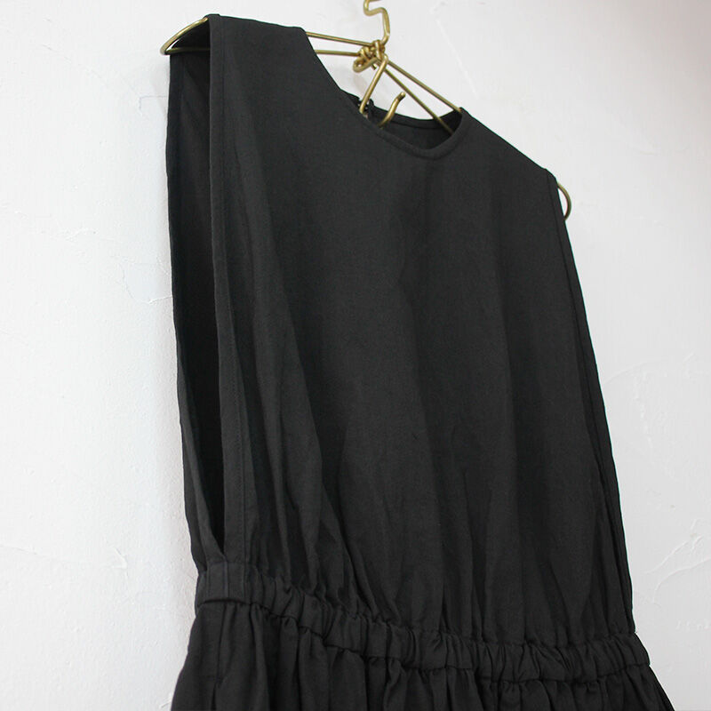 ホームスパン コットンリネンマットノースリーブワンピース homspun ホームスパン C/Lマットノースリーブワンピース #ブラック