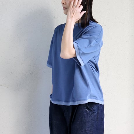 amne アンヌ TWISTED JERSEY half sleeve bottie #ブラック、ブルー