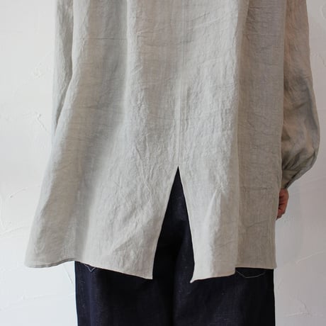 Linenya リネンヤ　リネンスリットセミロングシャツ　#ライトグレー、キナリ
