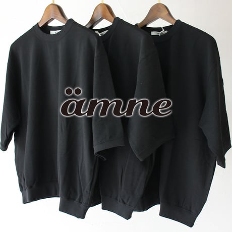 amne アンヌ　MINI TERRY half sleeve crew ミニテリー半袖クルーネック　#ブラック