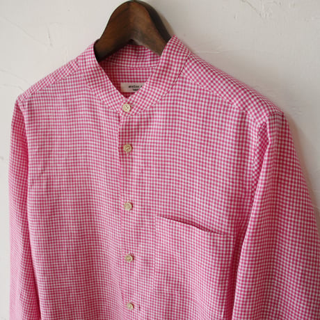 atelier naruse アトリエナルセ　リネンミニギンガムチェックブラウス　linen mini gingham check blouse