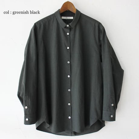 SUSURI ススリ　ボタニストシャツ　#ecru , greenish black 【送料無料】