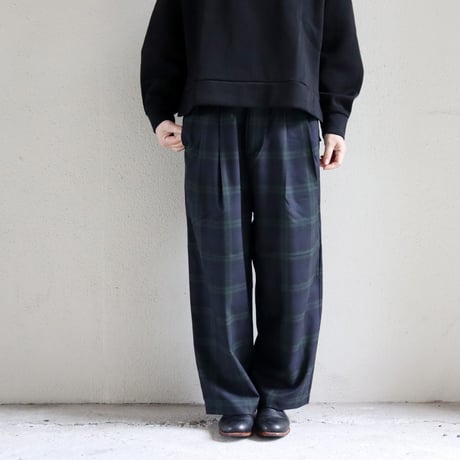 TRAVAIL MANUEL トラバイユマニュアル　ウールトロチェック2タックトラウザーズ　#ブラックウォッチ