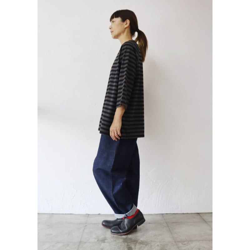 【オリーブ】homspunホームスパン+Le minorボーダーカットソー オリーブ】homspunホームスパン+Le minorボーダーカットソー オリーブ