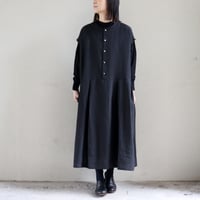 **再々入荷** Linenya リネンヤ　リネンフレンチスリーブワンピース　#ブラック、チャコール　【送料無料】