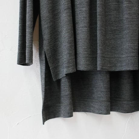 atelier naruse アトリエナルセ　wool＆linen bosom shirt cut and sew ウール＆リネンブザムシャツカットソー #グレイ、ブラック