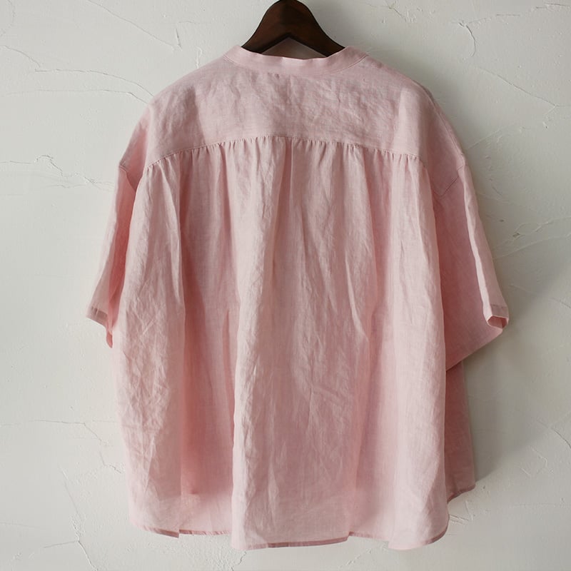 またまた再入荷** LinenYa リネンヤ リネンバンドカラー半袖シャツ