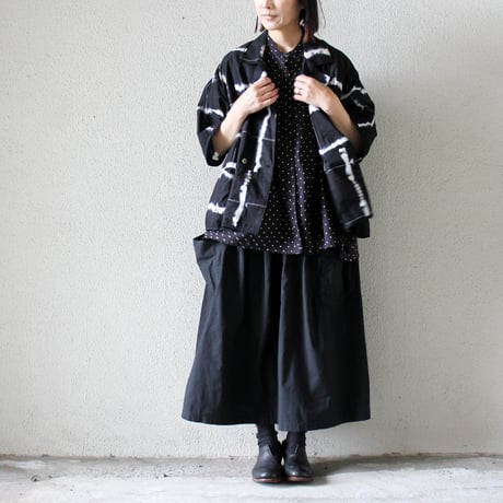 ARTE POVERA アルテポーヴェラ　スーピマローンしぼり染めシャツジャケット　#ブラックMIX