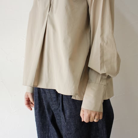 amne アンヌ　PIMA skipper Blouse　スーピマコットンスキッパーブラウス　#ホワイト、ベージュ、ネイビー