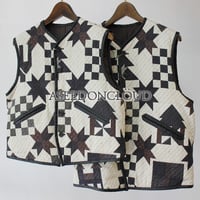 ASEEDONCLOUD アシードンクラウド　Map quilt print Reversible uniform vest #off white 【送料無料】