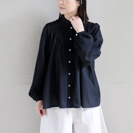 MAGALI マガリ　ブリージー・コットンシルク・レースヨークブラウス　#ブラック、ホワイト