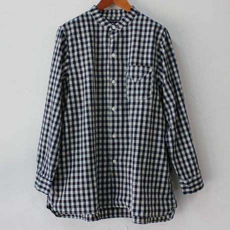**再入荷**Tigre Brocante ティグルブロカンテ　Indigoギンガムチェックスタンドカラーオーバーシャツ　#インディゴ　【送料無料】