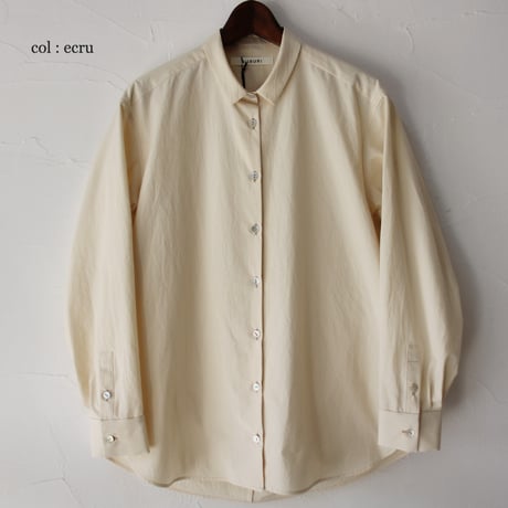 SUSURI ススリ　ボタニストシャツ　#ecru , greenish black 【送料無料】