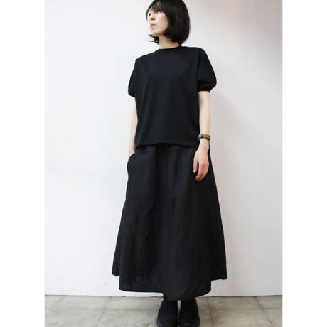 **再入荷** homspun ホームスパン　C/Lシャンブレーフレアースカート　#ブラック　【送料無料】
