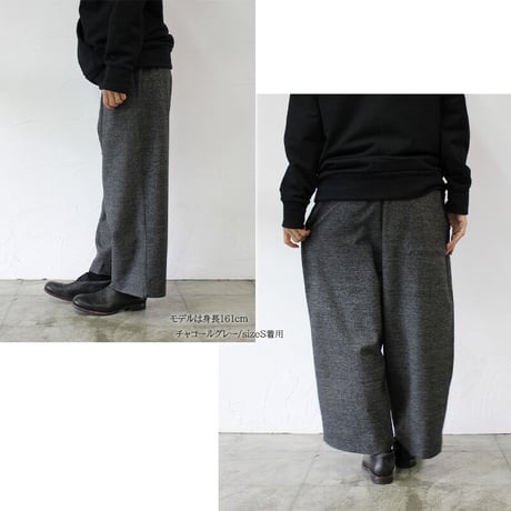 **再入荷** TRAVAIL MANUEL トラバイユマニュアル　杢グレンチェックノマドパンツ　♯グレー、チャコールグレー