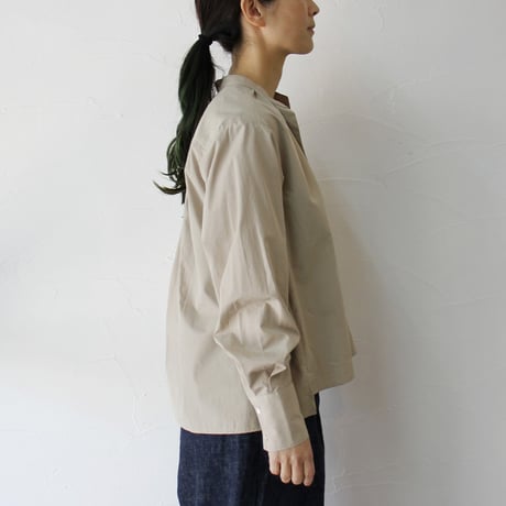 amne アンヌ　PIMA skipper Blouse　スーピマコットンスキッパーブラウス　#ホワイト、ベージュ、ネイビー