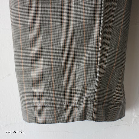 TRAVAIL MANUEL トラバイユマニュアル　ウェザーチェックプランパンツ　#ベージュ、ブラウン