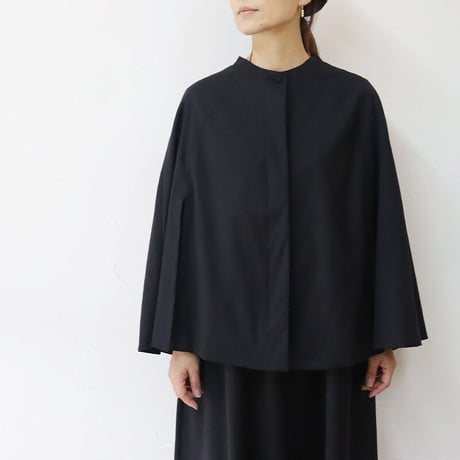 **再入荷** Linenya リネンヤ　ウールケープ　#ブラック　【送料無料】