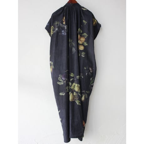 ASEEDONCLOUD アシードンクラウド　Mitsuyakusou botanical print Prayer smock dress　#Black　【送料無料】