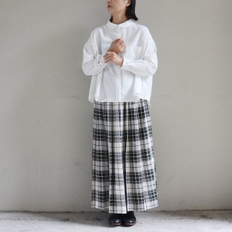 Linenya リネンヤ　コットンビエラ長袖丸襟ブラウス　#ホワイト