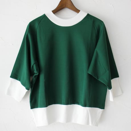 amne アンヌ　GIZA3/4crew　ギザコットン7分袖クルーネック　#イエロー、グリーン、ブラック