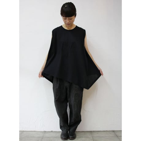 **2021s/s分到着**  TRAVAIL MANUEL トラバイユマニュアル　シルケット天竺アシメタンクトップ　#オフ白、ブラック、ネイビー