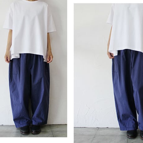 homspun ホームスパン　バルキーシーチングウエストゴムパンツ　#ホワイト、ブルー、ブラック【送料無料】