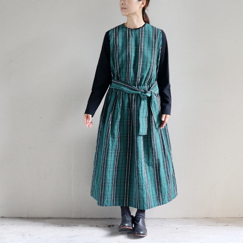 homspun ホームスパン C/Lタータンノースリーブワンピース 【送料無料  