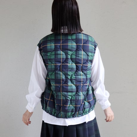 maomade マオメイド　キルトリバーシブルベスト　#グリーンチェック、レッドチェック　【送料無料】