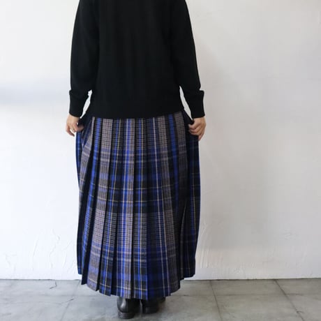 **最終在庫到着** Linenya リネンヤ　ウールチェックプリーツスカート　wool check pleated skirt　【送料無料】