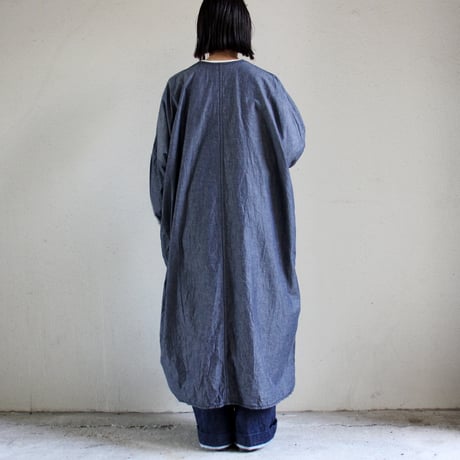 **再入荷** homspun ホームスパン　ライトオンスシャンブレープルオーバーワンピース　#ブルー、ネイビー、ブラック