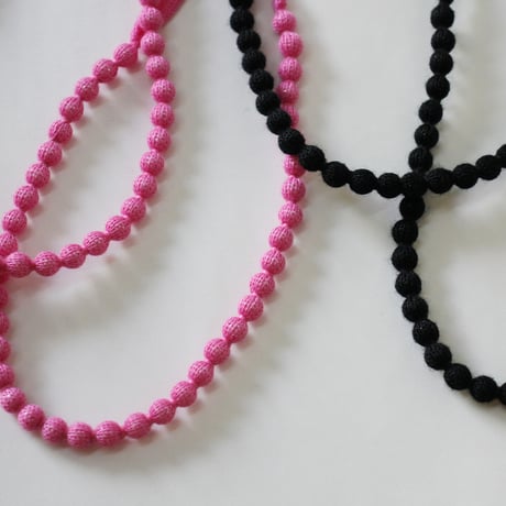 homspun ホームスパン　梳毛ネックレス　#ピンク、レッド、ブラック