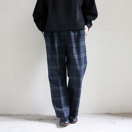 TRAVAIL MANUEL トラバイユマニュアル　T/Rツイルチェック裏起毛１タックスラックス