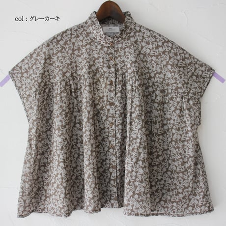 soil ソイル　80s VOILE TWO TONE FLOWER PRINT FRILL COLLAR FRENCH/SL SHIRT 【送料無料】